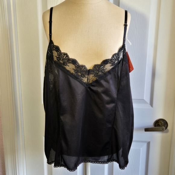 Fortune Vintage Black Camisole Size 4X Lace Lingerie New Adjustable Straps USA - Picture 1 of 8